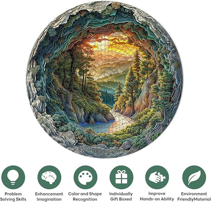 1000 Piece Puzzle for Adults, 3D Visual Cave Forest Jigsaw Puzzles for Adult, 26.6 x 26.6in 1000 Pieces Flat Puzzle, Christmas Birthday Party Home Decor Gifts for Family Friends