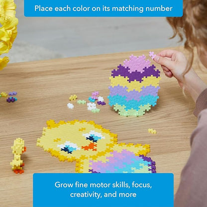 PLUS PLUS Puzzle by Number, 250 Piece Mini Interlocking Hashtag Color Blocks, 3D Pixel Art Kit for Kids - Chick