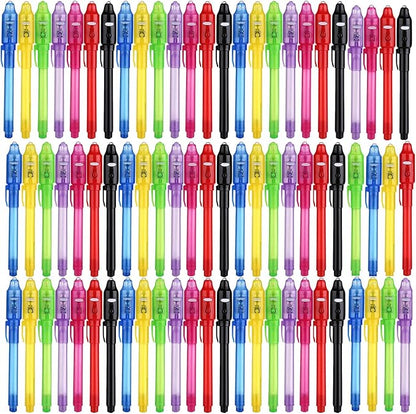 SCStyle 80Pcs Invisible Ink Pen with UV Light Magic Marker for Secret Messages, Writing Information for Birthdays, Easter, Halloween, Christmas Gifts for Students