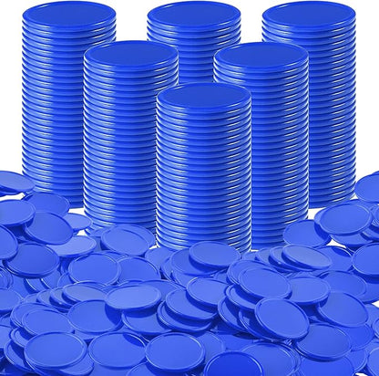 Coopay 1000 Pieces 1 Inch Bingo Chips Bulk, Bingo Markers for Math Practice, Plastic Learning Counters Disks Counting Discs and Poker Chips Game Tokens Kids Reward (Blue)