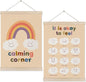 Koesus Calming Corner Posters for Kids, Emotional Chart Wall Art Poster Hanger Frame 12x16 Inch Set of 2, Boho Mental Health Canvas Pictures Prints Framed Wall Decor for Classroom
