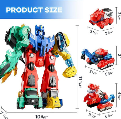 iPlay, iLearn Kids Dinosaur Transforme Robot Toy, Magnetic Construction Trucks Transform into Dinosaurs, Toddler STEM Educational Learning Toy, Cool Birthday Gifts for 3 4 5 6 7 8 Year Old Boy Girl