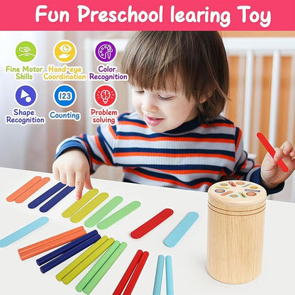 Wooden Sorting Toys Montessori Color & Shape Sorter Class Activity Toddlers Fine Motor Game for Colors and Shapes Recognition, Birthday New Year Valentine's Gifts for 2-5 Year Old Boys and Girls