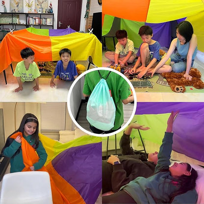 Magic Fort Building Kit for Kids with CPC Certification - Large Lightweight Blanket Fort Making kit and Clips - Portable Playhouse Play Tent Fort - Indoor/Outdoor Girls/Boys Toys Ages 4-5 6 7 8-12