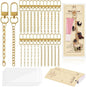 Wurosi 24 Set Lip Gloss Keychain Making Kit, Gold Keychain Clips Hooks with Extender Chain, Cellophane Bags, Thank You Cards, 5M Hemp Rope, for DIY Key Chain Making Crafts