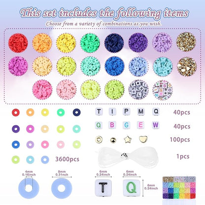 XIANNVXI 18color Clay Beads Kit for Friendship Bracelet 8mmClay Kandi Letter Beads Kit for Jewelry Making DIY Crafts