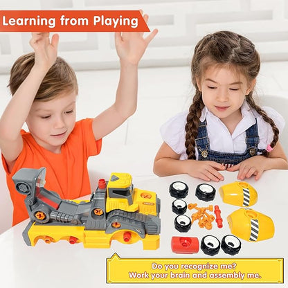 11inches Large Take Apart Cement Mixer Trucks Construction Toys for Boys Girls Kids 3-5 6-8 Year Old Electric Drill Set Assembly Building Toys