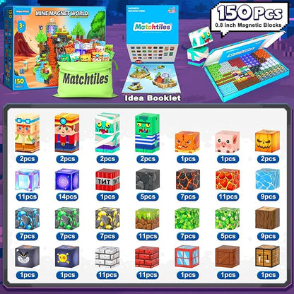 Magnetic Blocks Toys, Build Mine Magnet World Set, Magnetic Tiles Building for Boys & Girls Age 4-8 5-7, STEM Montessori Sensory Toys for Toddlers Kids Gifts