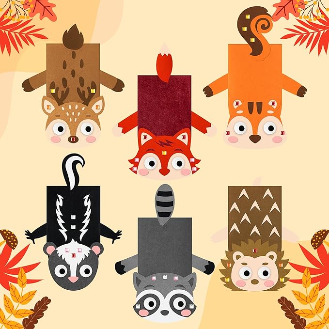 WATINC 6Pcs Hand Puppet Making Kit, Art Craft Felt Sock Puppet Toys, Creative DIY Make Your Own Pompoms Wiggle Googly Eyes Storytelling Role Play Party Supplies Gift for Girls Boys (Woodland A)
