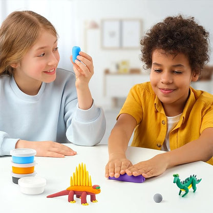Hey Clay Mega Dinos Set - Colorful Modeling Air Dry Clay for Kids - Air Dry Clay Kit 15 Cans with Fun Interactive App