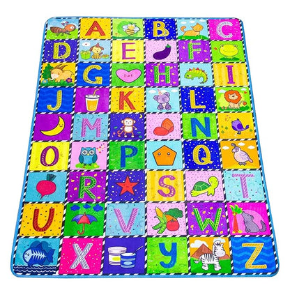teytoy Baby Cotton Play Mat, Baby Crawling Mat Super Soft Carpet Plush Surface Non-Slip Design, Floor Playmat for Kids Area Rugs Learning Alphabet, Great Gift for Girls & Boys (59 x 44 Inch)