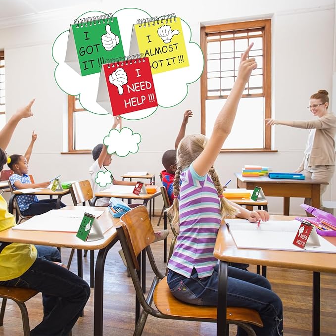 Harloon 48 Pcs I Need Help Mini Flip Chart Signs Self Assessment Cards Behavior Management Classroom Tools for Kids Teachers Classroom School Behavior Educational and Learning Activities Supplies