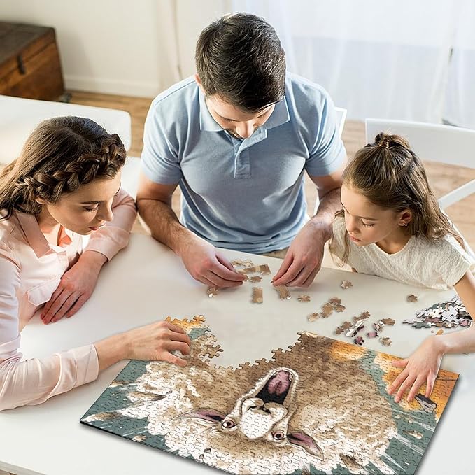 Sheep for Adults Fun 500 Pieces 3D Animal Thickened Wooden Jigsaw Puzzles Toy Intellectual Game Stress Relief Toy Decoration Education Game Relaxation and Intelligence 500pcs (52x38cm)