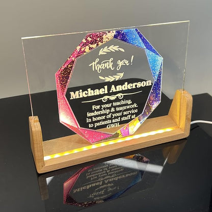 Custom Engraved Acrylic Employee Recognition Award – Personalized Appreciation Trophy for Corporate Excellence – Desk Display Plaque with Free Customization (Style #3)