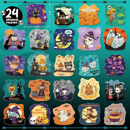 Halloween Party Favor for Kids - 24 Pack Jigsaw Puzzles in Theme Designs for Trick or Treating, Goodie Bag Filler, Miniatures Novelty Toy, School Classroom Rewards
