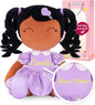 Gloveleya Personalized Curly Doll with Your Name - Cute Custom Tanned Purple Soft Plush Doll for Girls Plush Doll Customized Gifts