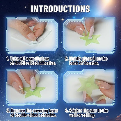 302 Pcs Glow in The Dark Stars Stickers for Ceiling Colorful Luminous Ceiling Stars Glow in The Dark,Adhesive Star Stickers Wall Decor,Perfect for Kids Room,Birthday Gifts Christmas Stocking Stuffers