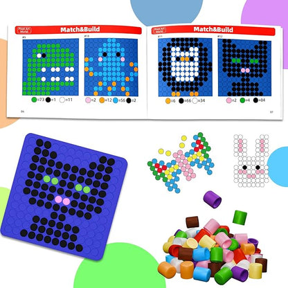 Bbiamsleep Pixel Art Kit, 500 Pcs 10 Colors Plastic Pixel Bricks Fine Motor Skills for Brain Teaser Manipulatives Sensory Bin Sorting Counting Training