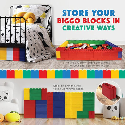 Big Building Blocks - Blocks and Wheels - Toddlers and Kids Ages 4-8 - Large Indoor Outdoor Games - 5 PC Wheel Set