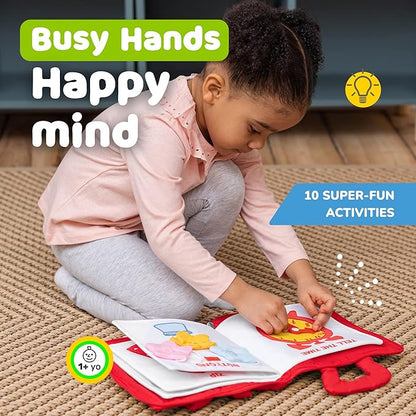 deMoca Toddler Busy Book for 1 Year Old - Airplane Toys for Toddlers 1-3, Activity Quiet Book, Kids Travel Essentials, Montessori Busy Board Travel Activities, Gift for Boys & Girls