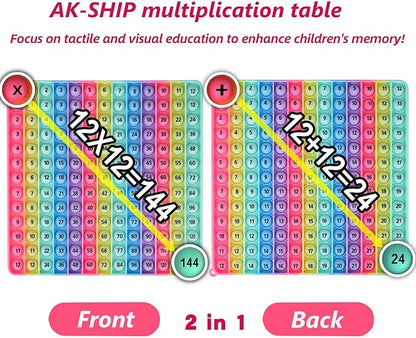 AK-SHIP Doubled Side Macaron Multiplication Game and Addition Numbers POP Fidget Math Toys, Create Various Math Operations, Stress Relief Fidget Learning Game Fidget Math Toys （1 Piece）