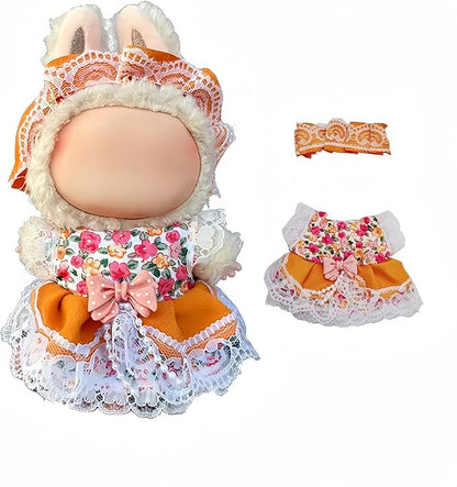 Clothes Set for Dolls 17cm (No Doll), Handcrafted Cute Clothes with Exquisite Accessories for Dress Up Unique Chic Style (Yellow)