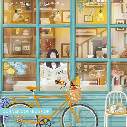 MOMIBOOK Puzzles for Adults 1000 Pieces Jigsaw Puzzles of Corner Coffee Shop, Painting Image Store Puzzle Difficult Challenging Hard Impossible Puzzle Unique Funny Party Christmas Birthday Gifts