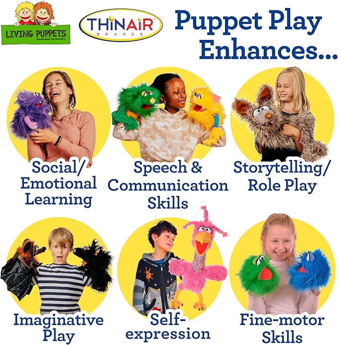 Living Puppets 9-Inch Plush Friendly Monster Hand Puppet - Fine European Design, Ultra-Soft and Cuddly, Promotes Child Development, Safety Certified, Teacher-Recommended for Boys and Girls