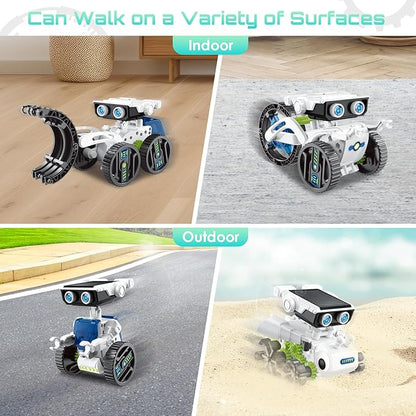 12-in-1 Solar Robot Kit for Kids 8-12, STEM Educational Building Toys with Solar & Battery Power, DIY Science Experiment Projects, Easter Birthday Gifts for Boys Girls Age 8 9 10 11 12 Years Old-Green