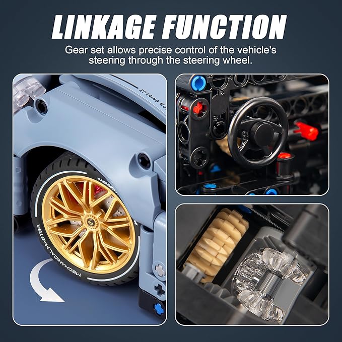 HIGH GODO Technic Car Building Blocks Set for Adults, 1465 Pieces 1:14 Super Sports Car Model Building Kits, Racing Car Collectible Gifts for Men Teenagers Boys Aged 12+