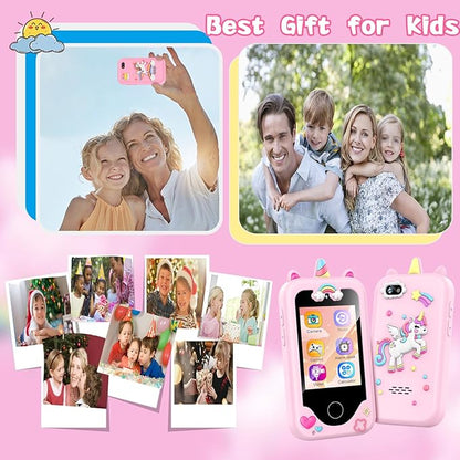 Kids Smart Phone with Dual Camera, Game & Music Player, Toddler Learning Play Toy Cell Phone, Gifts for Girls, Christmas, Birthday, Age 3-10, Light Pink