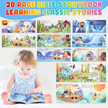 Toddlers Noah's Ark Toys with Wooden Animal Shape Sorters, Baptism Gifts for Girls Boys 2 3 4 Years Old, Montessori Educational Toys for Toddlers, Bible Story Book for Kids Ages 2-4