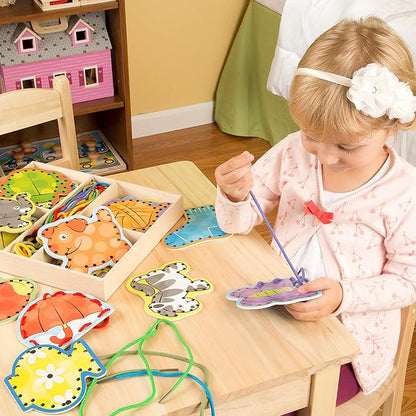 Melissa & Doug Alphabet Wooden Lacing Cards With Double-Sided Panels and Matching Laces