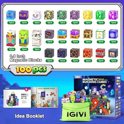 Magnetic Blocks - Build Mine Magnet World, STEM Magnetic Building Blocks for Kids Ages 4-6 6-8 8-12, Building Toys Games for Boys Girls Ages 3+, Birthday Toys Gifts for Kids Toddlers