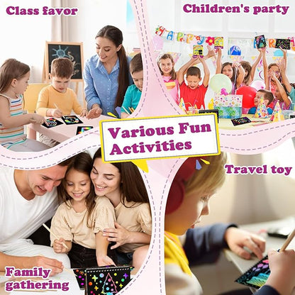 Scratch Art for Kids: 36 Pack Rainbow Scratch Paper Party Favors - Art Crafts Notebook Suitable for Birthday Gifts/School Crafts Kit/Classroom Prizes for Girls and Boys Aged 4-12