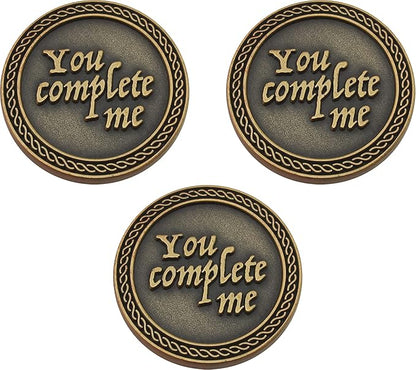Bulk Set of 3 Romantic Love Expression Coins, You Complete Me, I am Better Because of You, Anniversary Pocket Tokens for Date Night, Love Gift for Men & Women, from Him or Her