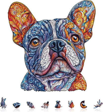 Wooden Puzzles for Adults,Bulldog Shaped Unique Wooden Jigsaw Puzzles, Creative Ghristmas Gift for Teenagers and Adults.(11.4X 11.1 in 180pcs)
