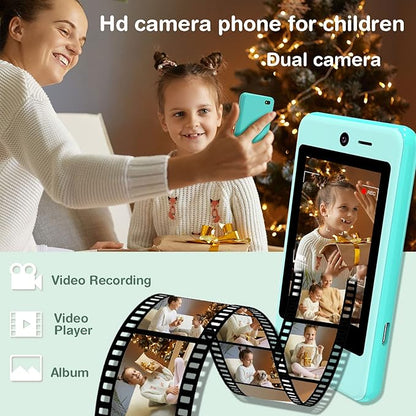 PTHTECHUS® Kids Phone Toy for Boys Girls, 3.8 "Touch Screen Toddler Smartphone with Fun Cameras 16 Games MP3 Music Player Audio Recorder Pedometer Torch Alarm Clock Children Phone for Ages 4-14