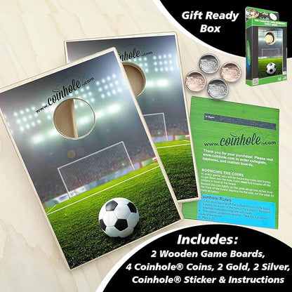 Coinhole Desktop Coin Bouncing Party Game Set | Tabletop Cornhole Board Game | Small Cornhole Travel Game Includes Coins