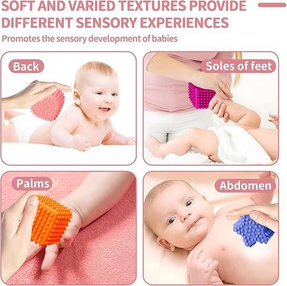 Soft Spiky Sensory Balls - Montessori Toys Baby Balls 6 to 12 Months Textured Geometric Shapes for Babies' Sensory Development,Massage Sensory Ball for Toddlers 1-3 Bright Colors Easter Gifts