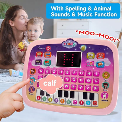 Kids Learning Pad Tablet Toddler with LED Screen Teach Alphabet Numbers Word Music Math Early Development Interactive Electronic Toy for Toddler Ages 3 4 5 6