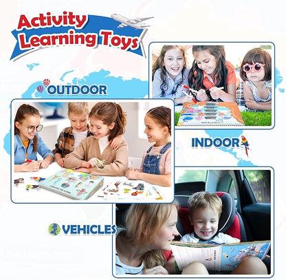 Toys for 3-8, Geography Busy Book Sensory Toys for Boys 3-6 Educational Toy for Kids Boy 4-9 Preschool Learning Activities Homeschool Birthday Gift for Girls and Boys Ages 5-7