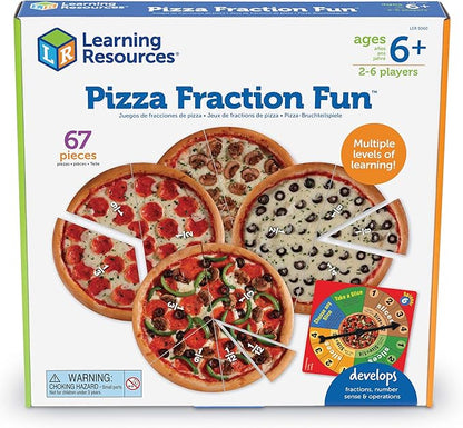 Learning Resources Pizza Fraction Fun Game, 13 Fraction Pizzas, 67 Piece Game, Ages 6+
