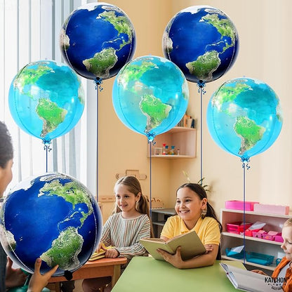 KatchOn, Globe Balloons for Globe Decorations - Big 22 Inch, Pack of 6 | Earth Balloon for Back To School, Around The World Decorations | World Balloons for Bon Voyage Party Decor, Travel Party Decor