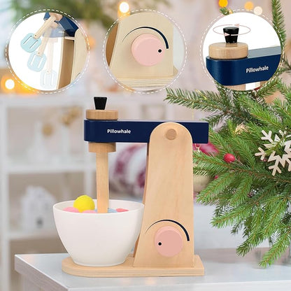 Wooden Stand Mixer Toy for Kids – Pretend Baking Playset with Accessories, Toddler Safe Learning Toy for Early Math & Creativity, Play Kitchen Accessories for Kids Ages 3+