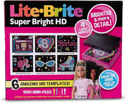 Lite Brite Super Bright HD, Barbie Edition - Creative Retro Light-Up Screen – Educational Play for Children, Enhances Creativity, Gift for Girls and Boys Ages 6+