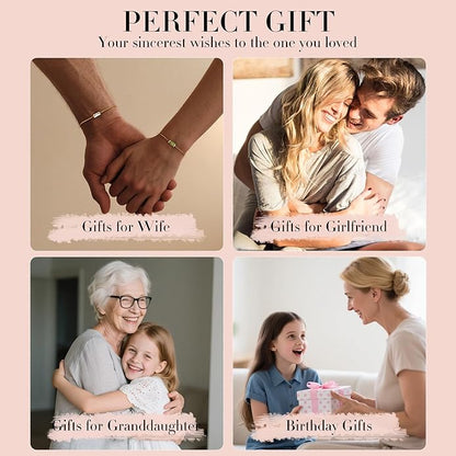 Birthstone Gold Bracelets for Women Girls Non Tarnish - Trendy Dainty 14K Gold Plated Bracelet Friendship CZ Bracelets Anniversary Birthday Gifts for Mom Girlfriend