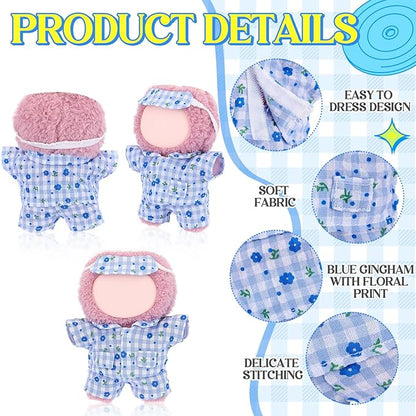 17cm Doll Clothes Pajamas Set with Pants Eye Mask Good Night Bedding Clothes Outfit Gifts Fits Most 17cm Dolls Accessories for DIY Dress up Lovers (Blue Floral)