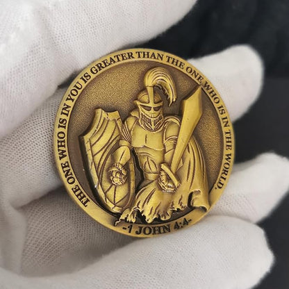 Faith-Forged Knight Christian Challenge Coin I Can Do All Thing Through Christ Bible Verses Pocket Hug Token (Single Coin)