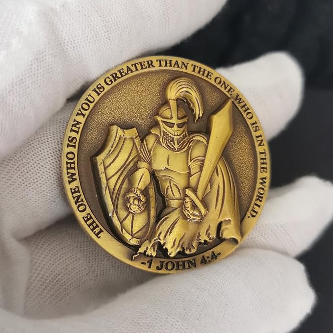Faith-Forged Knight Christian Challenge Coin I Can Do All Thing Through Christ Bible Verses Pocket Hug Token (Pack of 10)